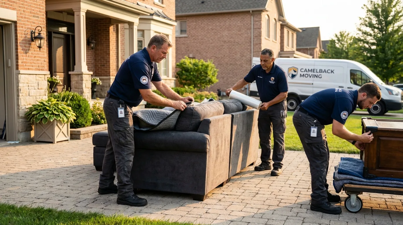 Large estate moving crew wrapping furniture in Hartselle, AL