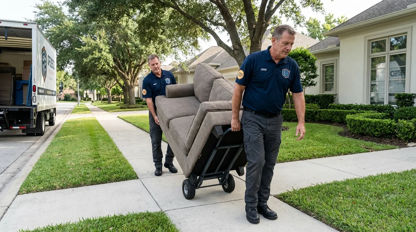 Local residential moving crew loading furniture in Hartselle, AL